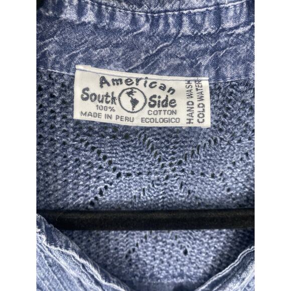 American South Side Shirt Womens XL Embroidered Denim Long Sleeve Peru Made - Picture 6 of 11